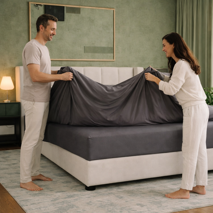 Harmonie - Housse de couette grise ardoise respirante, douce et hypoallergénique