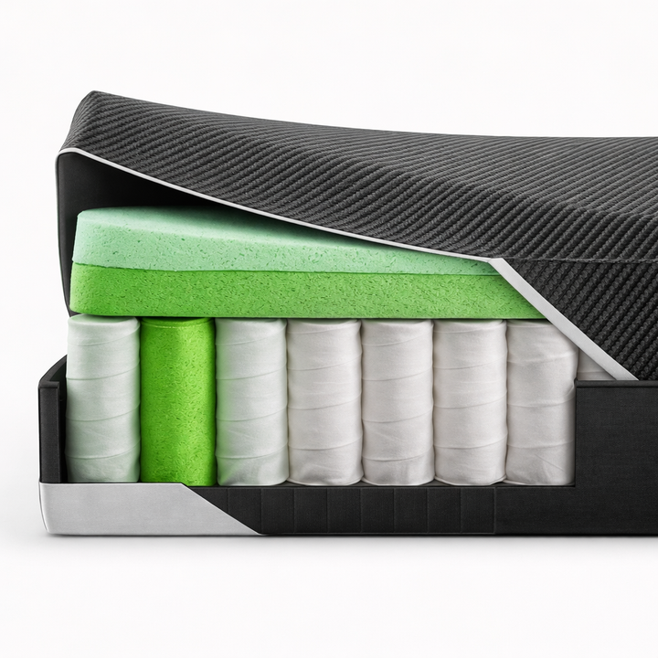 Obsidian - Matelas mémoire de forme bambou-charbon et ressorts ensachés