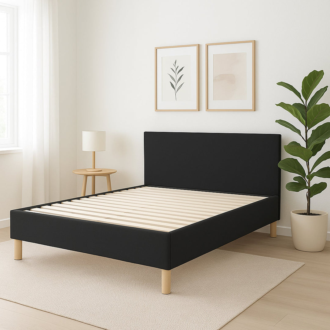 Loft - Lit simili cuir avec tête de lit design nordique et élégance intemporelle