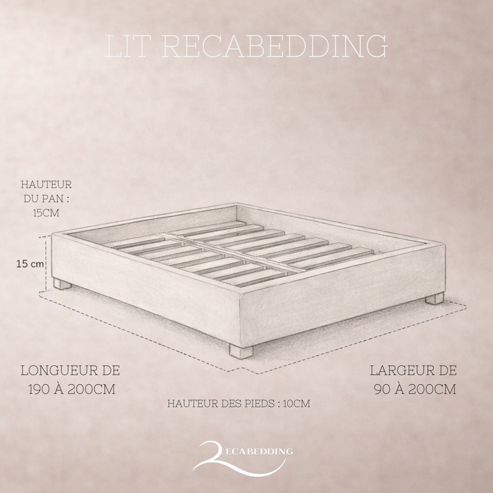 Cosy - Lit sans tête de lit cadre de lit en velours côtelé Sable