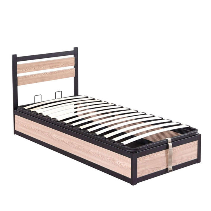 Soho - Lit coffre industriel avec tête de lit et sommier à lattes