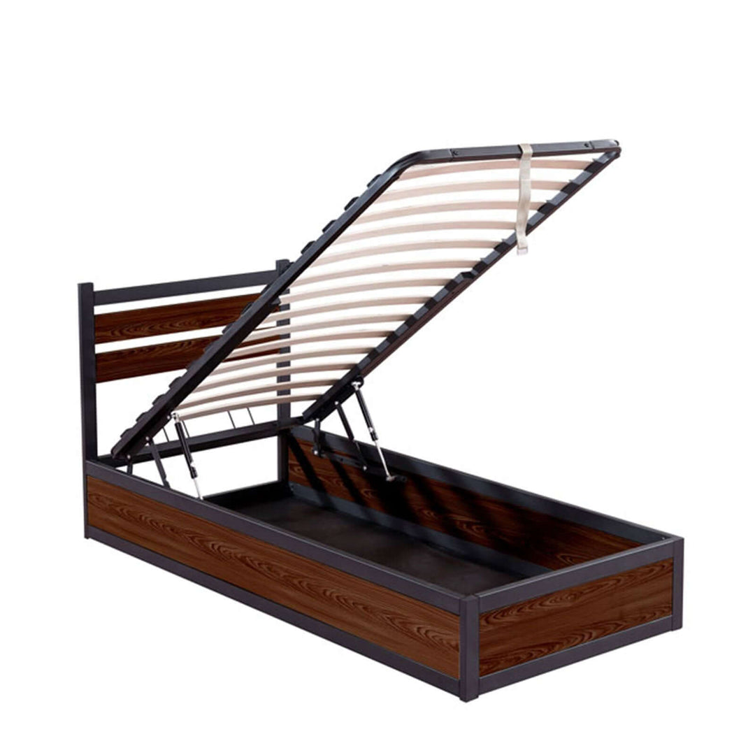 Soho - Lit coffre industriel avec tête de lit et sommier à lattes