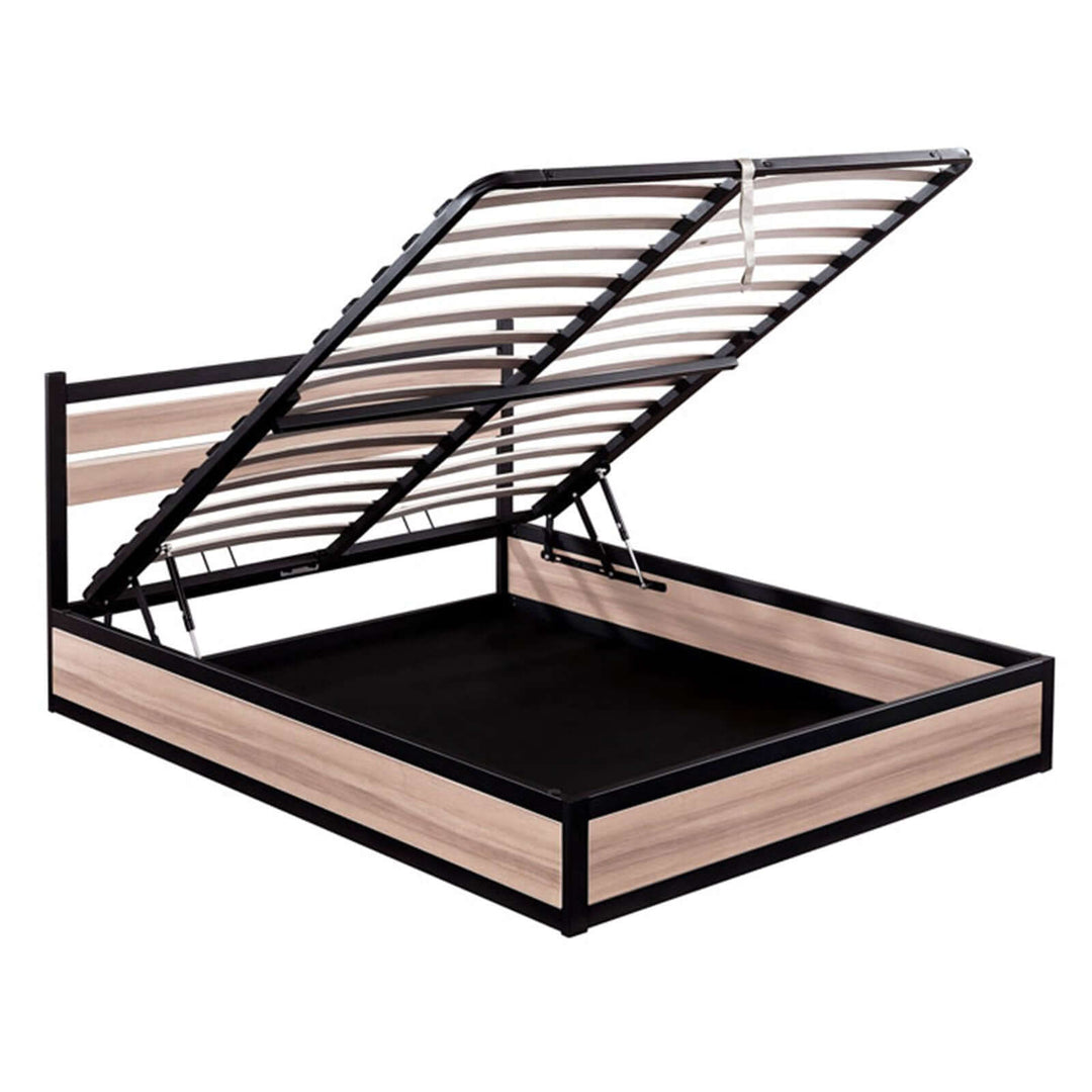 Soho - Lit coffre industriel avec tête de lit et sommier à lattes