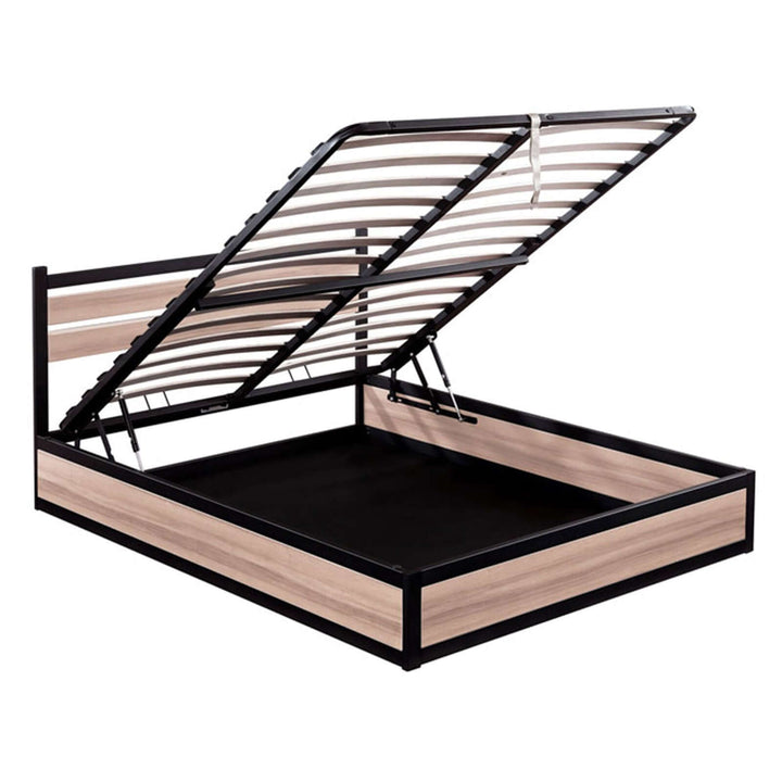 Soho - Lit coffre industriel avec tête de lit et sommier à lattes