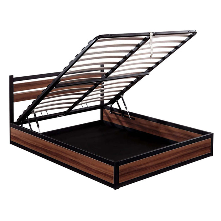 Soho - Lit coffre industriel avec tête de lit et sommier à lattes