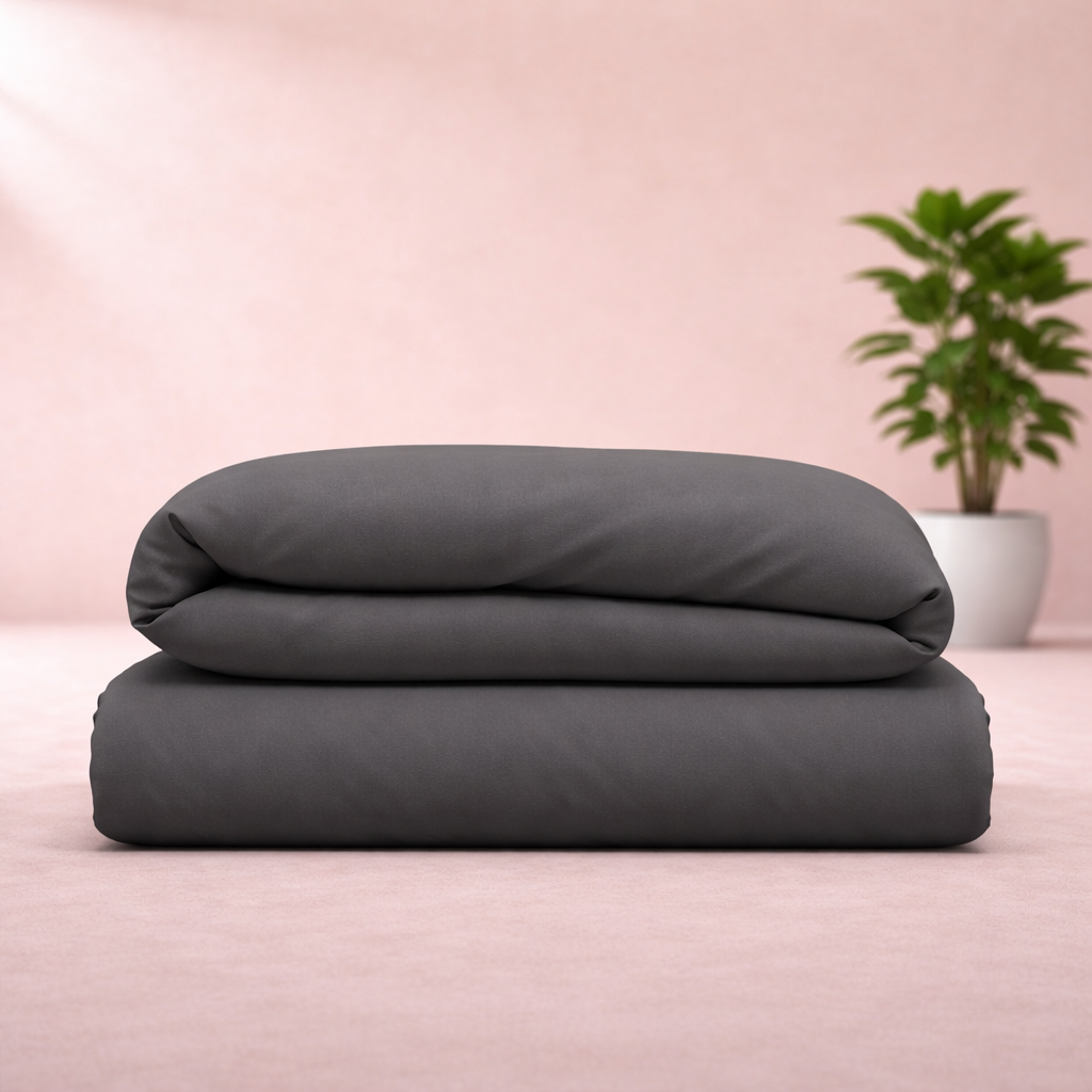 Harmonie - Housse de couette grise ardoise respirante, douce et hypoallergénique