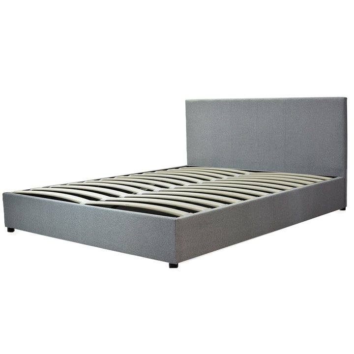 Loft - Lit coffre tissu avec tête de lit et grand coffre