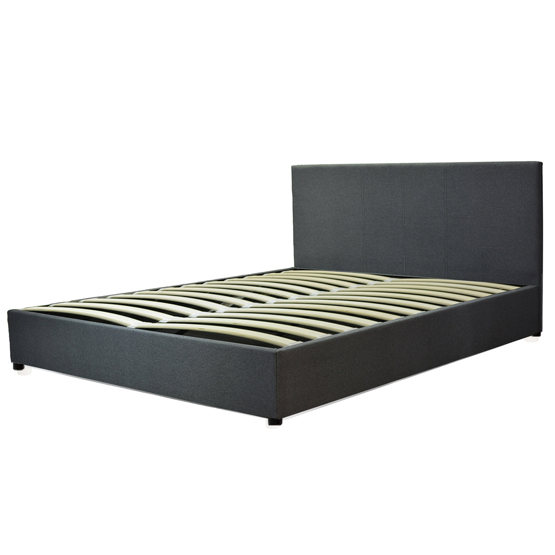 Loft - Lit coffre tissu avec tête de lit et grand coffre