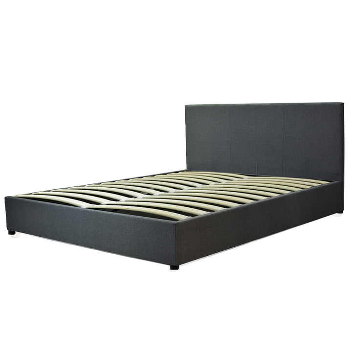 Loft - Lit coffre tissu avec tête de lit et grand coffre