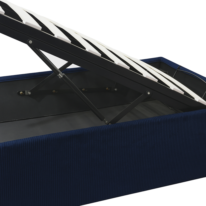 Loft - Lit coffre velours côtelé avec tête de lit et grand coffre