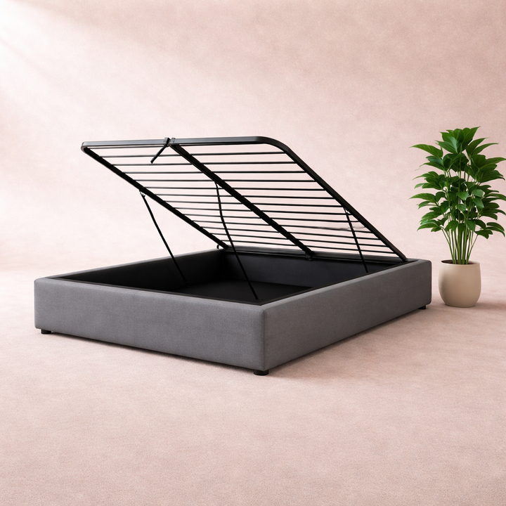 Cosy - Lit coffre électrique et cadre de lit en simili cuir Gris
