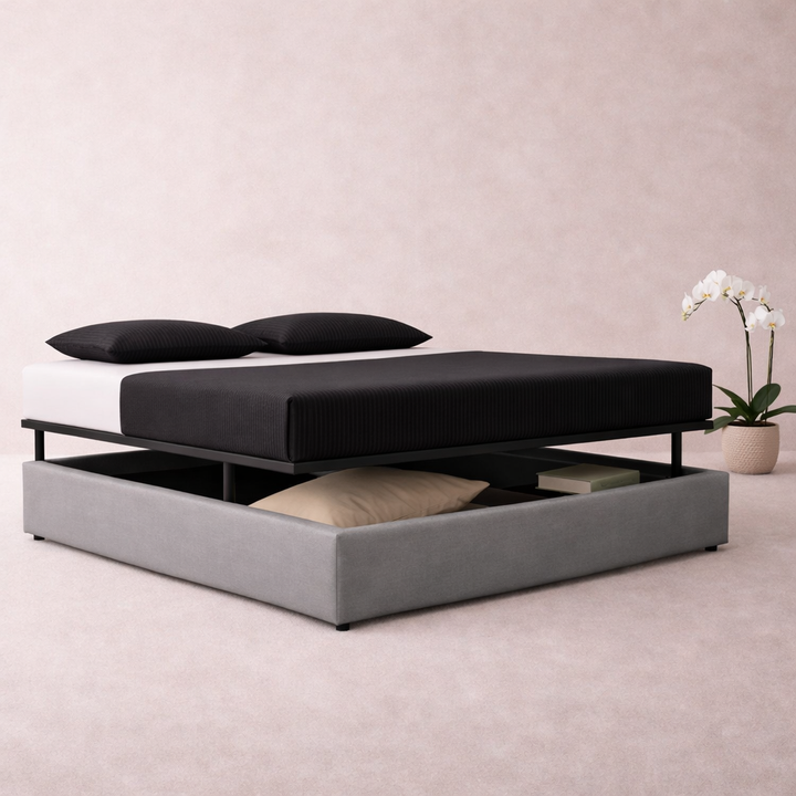 SmartLift - Lit coffre à ouverture horizontale et frontale Tissu