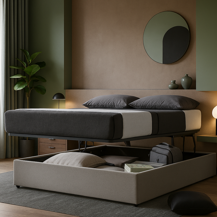 SmartLift - Lit coffre à ouverture horizontale et frontale Tissu