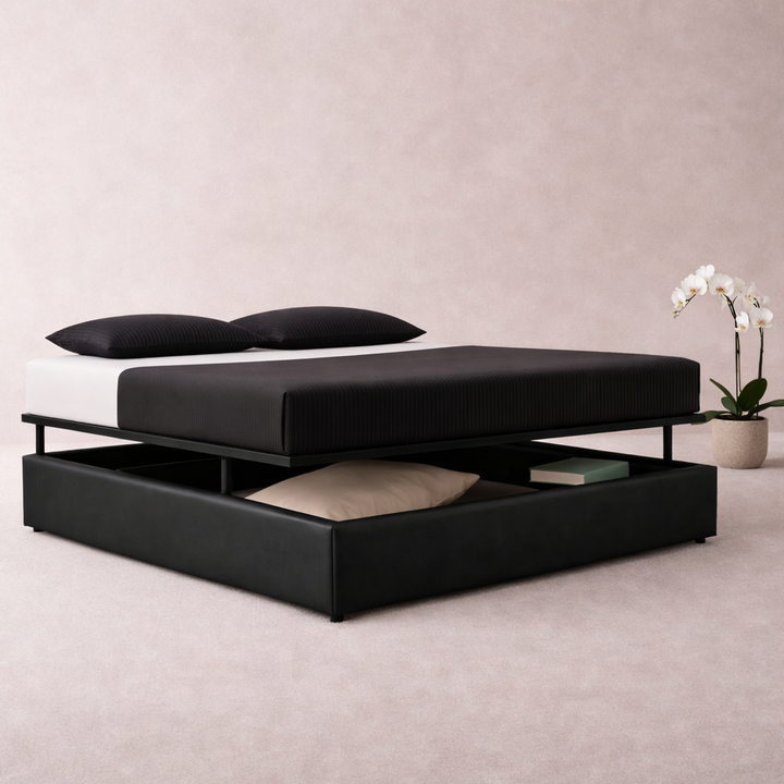 SmartLift - Lit grand coffre à ouverture horizontale et frontale Simili cuir