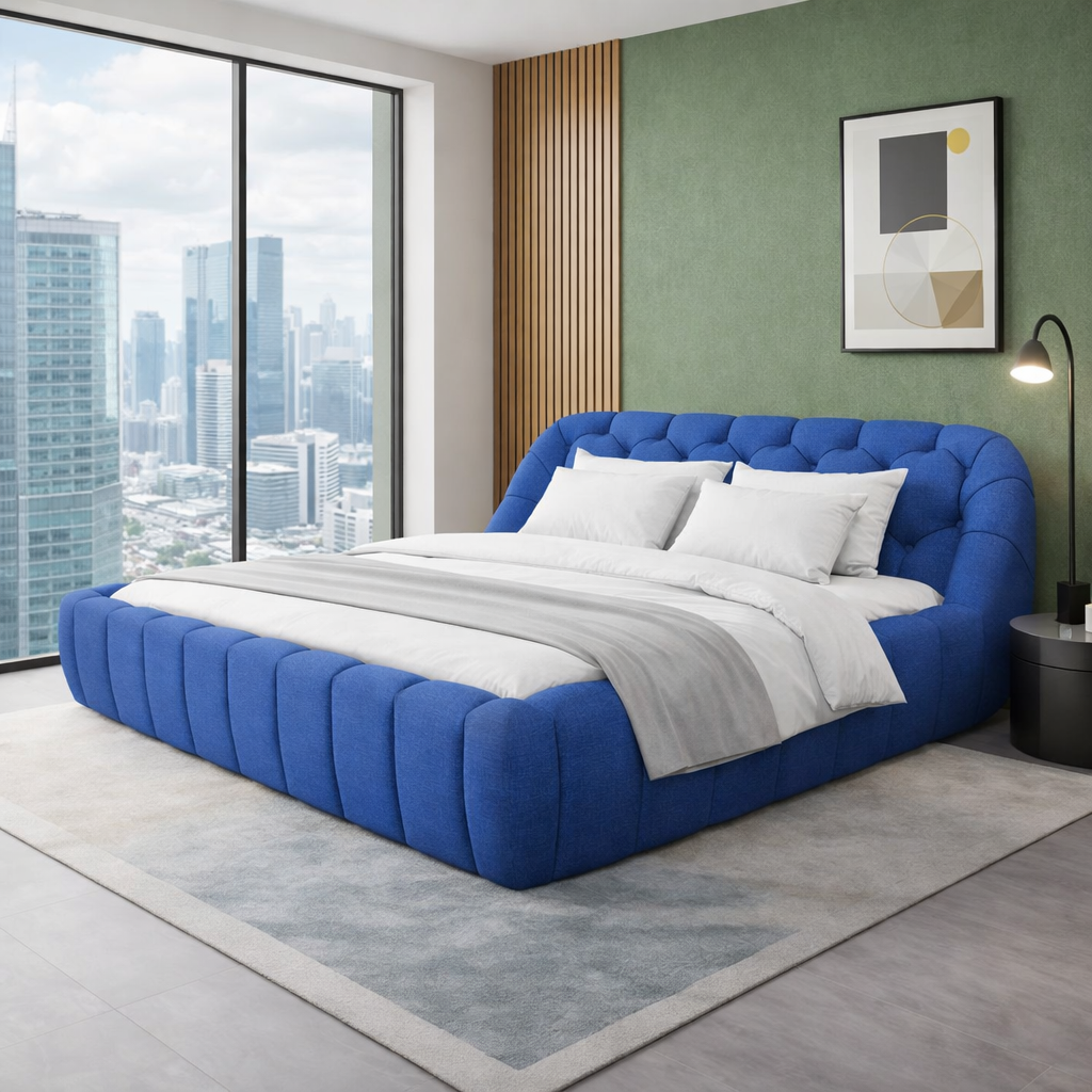 Bubble - Lit coffre Bubble, tête de lit, grand espace de stockage, tissu 3D