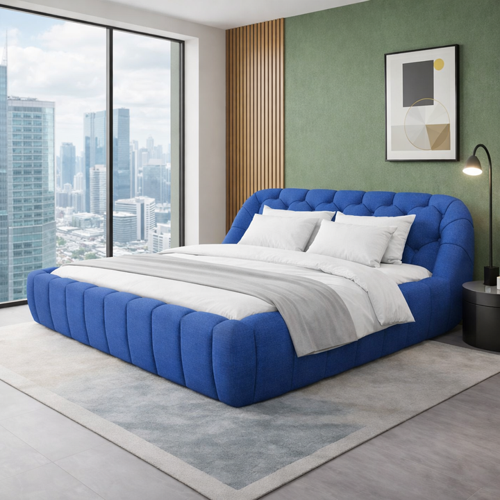 Bubble - Lit coffre Bubble, tête de lit, grand espace de stockage, tissu 3D