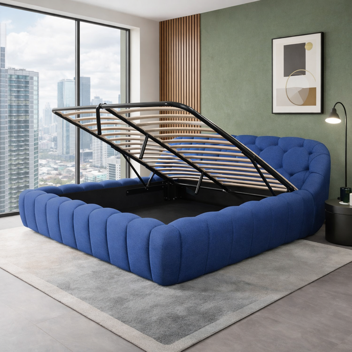 Bubble - Lit coffre Bubble, tête de lit, grand espace de stockage, tissu 3D