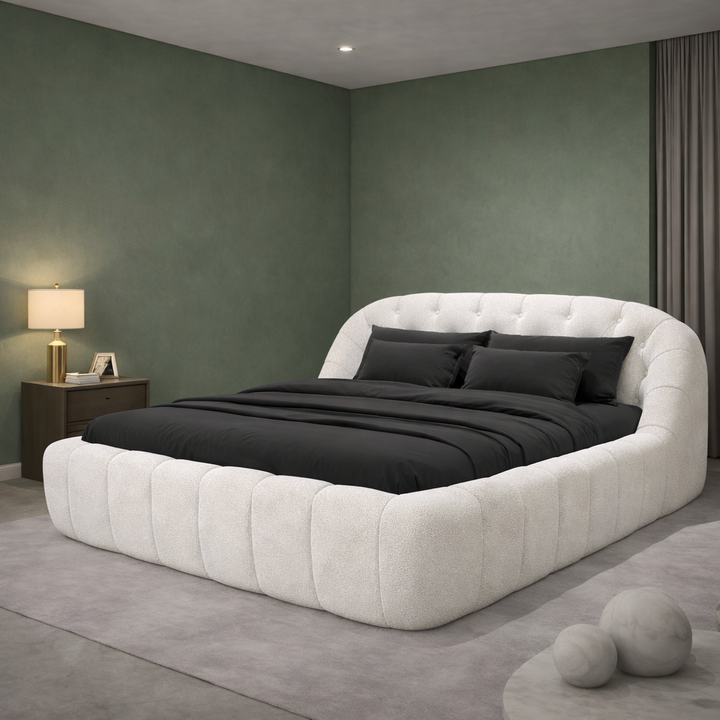 Bubble - Lit coffre bouclette, tête de lit, grand espace de stockage