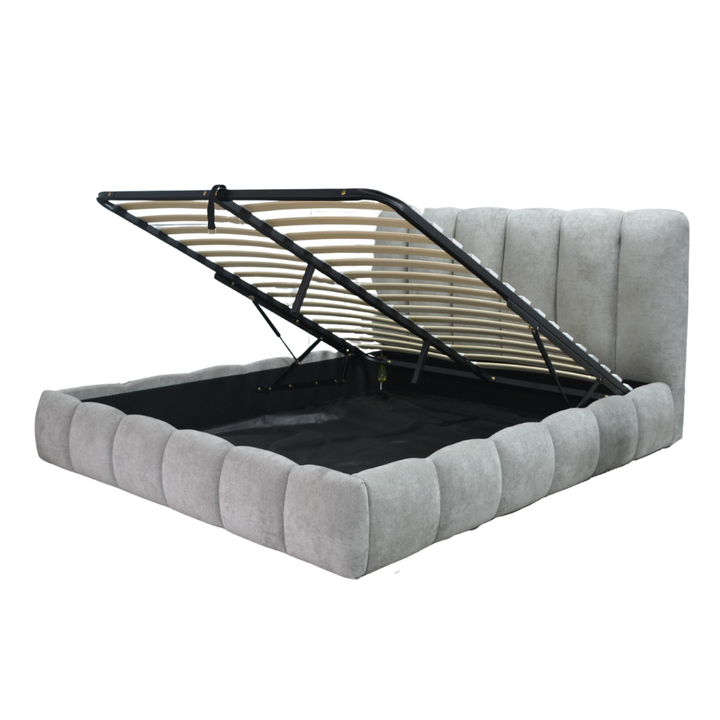 Everest - Lit coffre tissu épais, tête de lit, grand espace de stockage