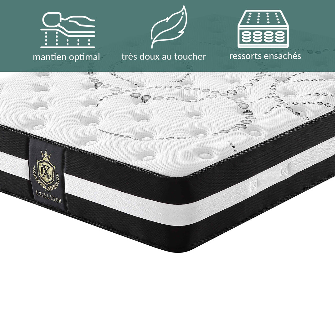 Fortis - Matelas mémoire de forme et ressorts ensachés antidouleur articulaire 30 cm