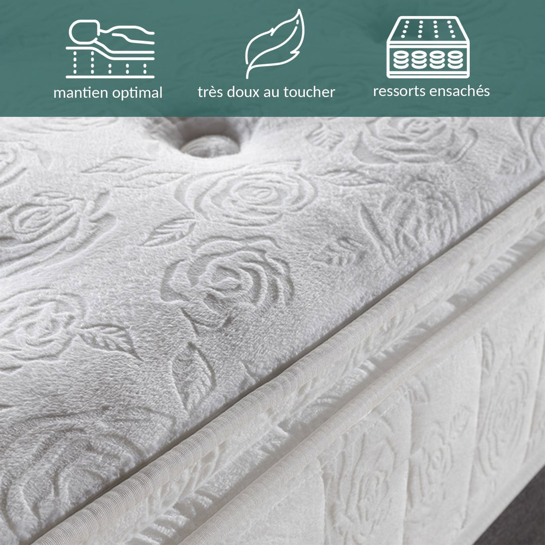 Serenitas - Matelas mémoire de forme, latex et ressorts ensachés surmatelas intégré 27 cm
