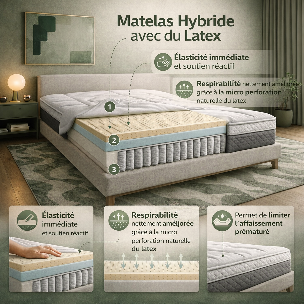 Eden - Matelas latex et ressorts ensachés ergonomique