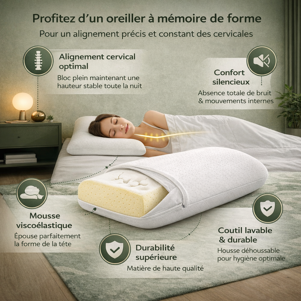 Morphée - Oreiller mémoire de forme Soutien Optimal 60 kg/m³