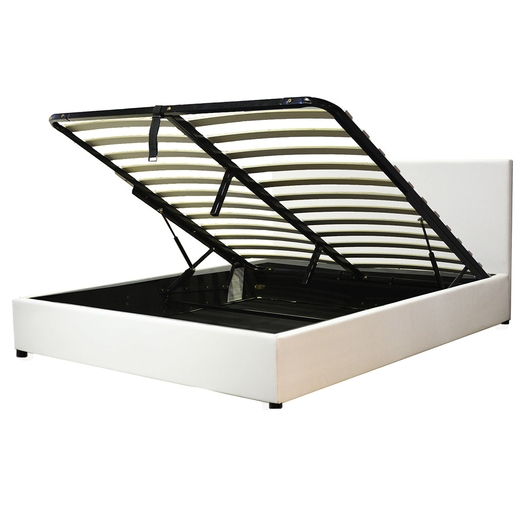 Loft - Lit coffre simili cuir avec tête de lit et grand coffre