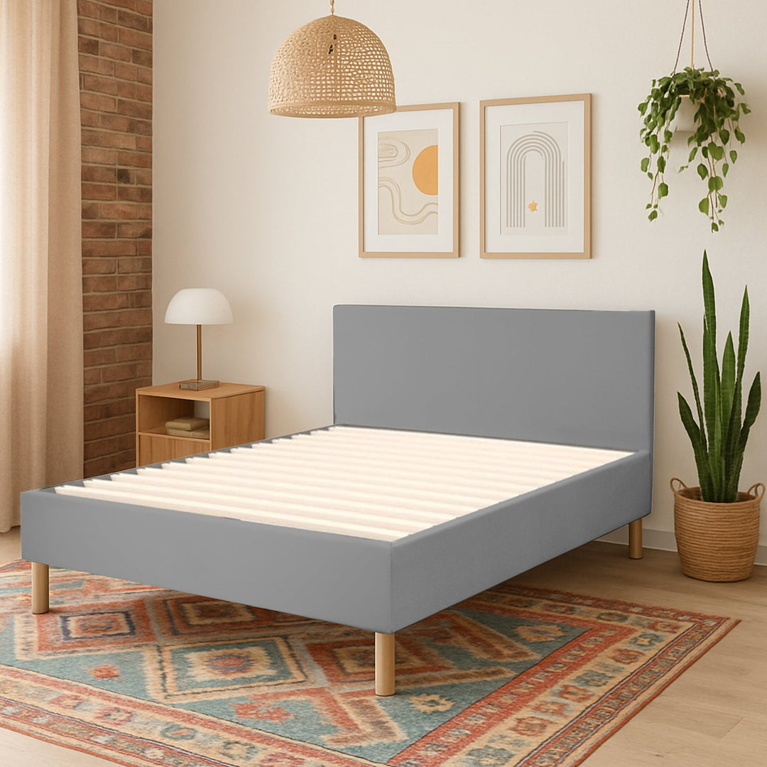 Loft - Lit simili cuir avec tête de lit design nordique et élégance intemporelle