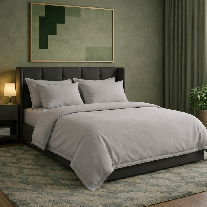 Harmonie - Parure de lit grise respirante, douce, hypoallergénique