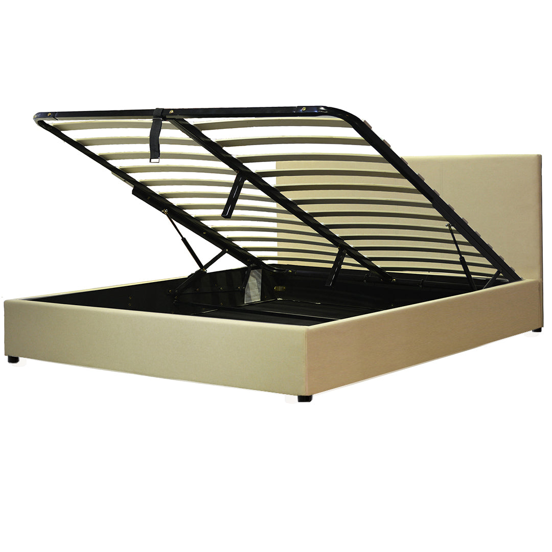 Loft - Lit coffre tissu avec tête de lit et grand coffre