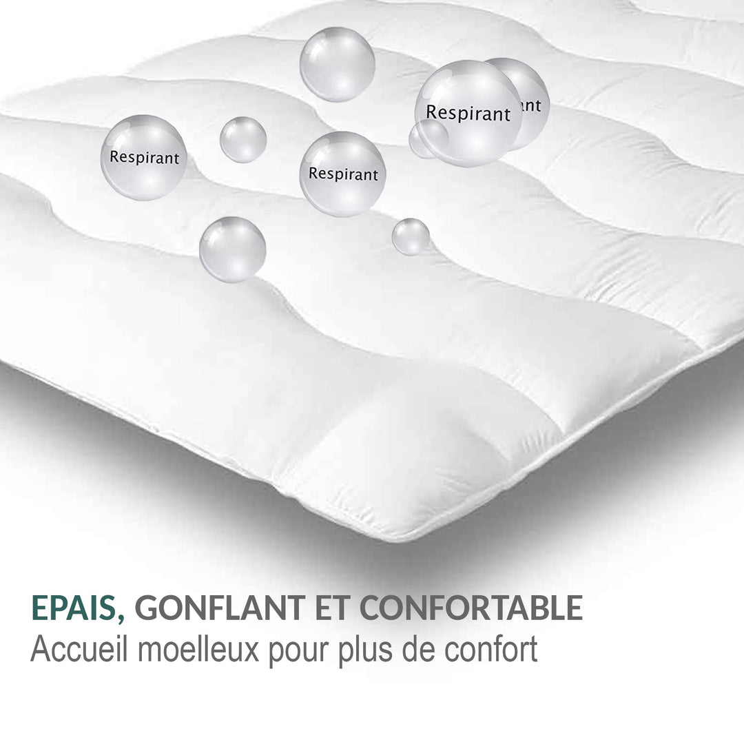 Vague - Surmatelas microfibre et protège matelas sommeil réparateur 4 cm
