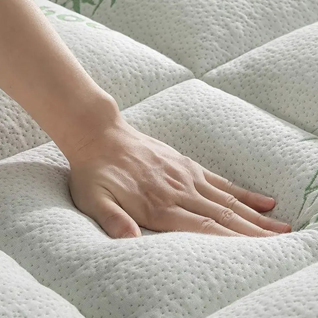 Bamboo+ - Surmatelas mémoire de forme et microfibre antidouleurs dorsales 8 cm