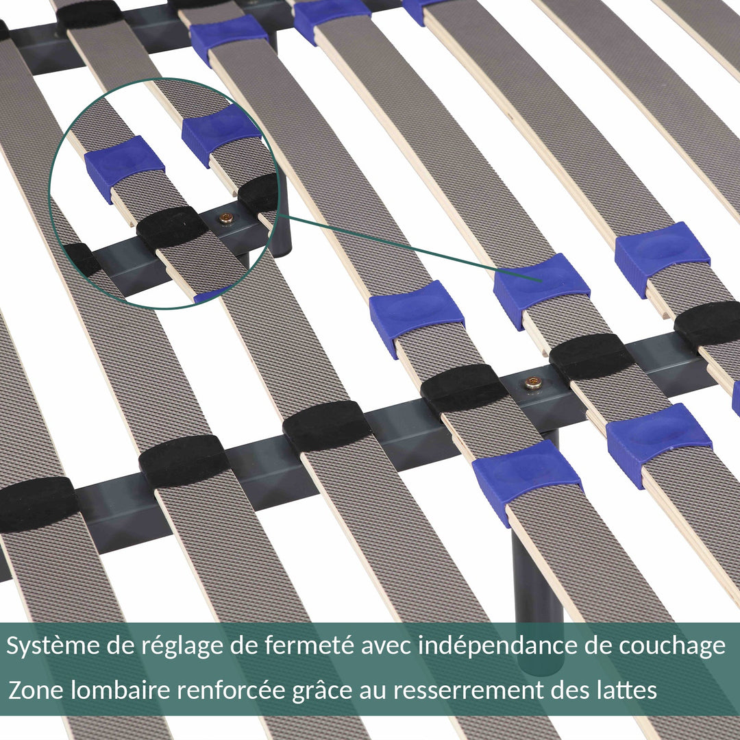 Ergo - Sommier à lattes réglables avec cadre métallique fermeté ajustable