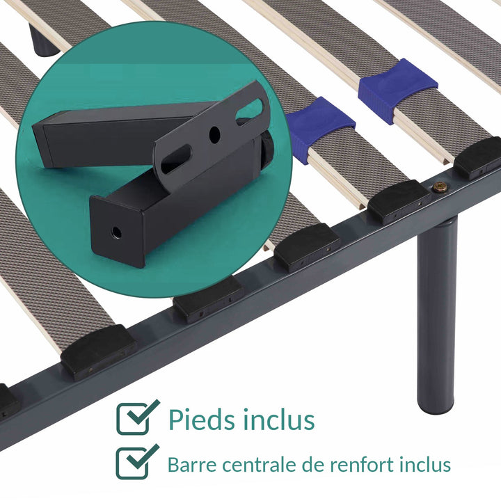 Ergo - Sommier à lattes réglables avec cadre métallique fermeté ajustable