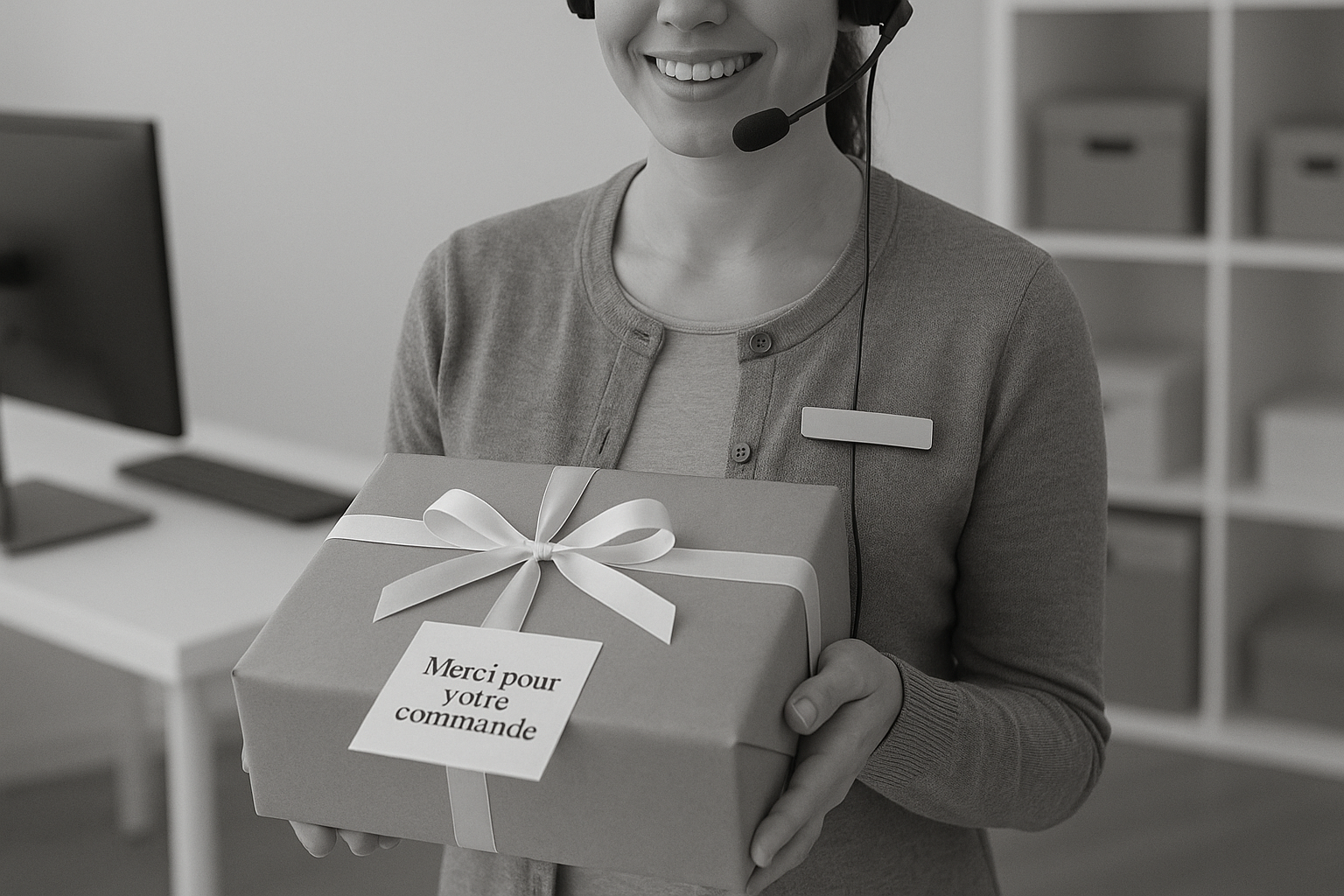 Service client Recabedding préparant un colis de literie avec soin