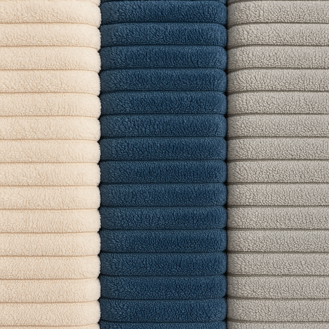 Loft - Lit velours côtelé avec tête de lit design nordique et élégance intemporelle