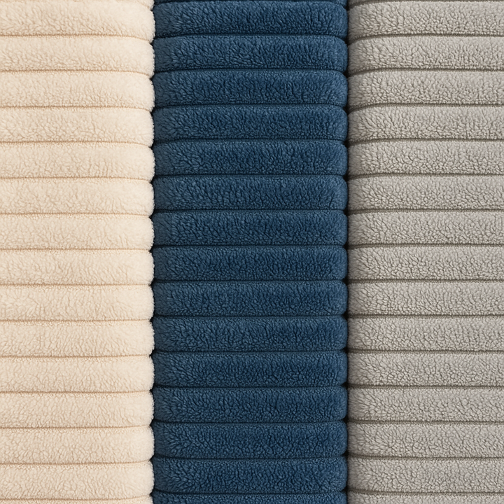 Loft - Lit velours côtelé avec tête de lit design nordique et élégance intemporelle