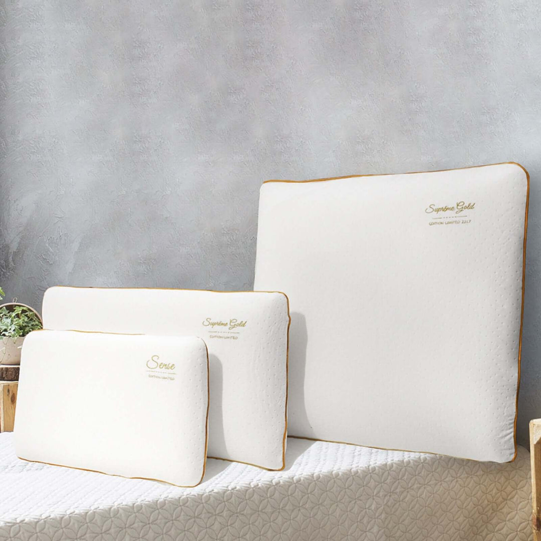 Oreiller Alma Gold - Oreiller ergonomique Mémoire de forme déhoussable 50 kg/m³