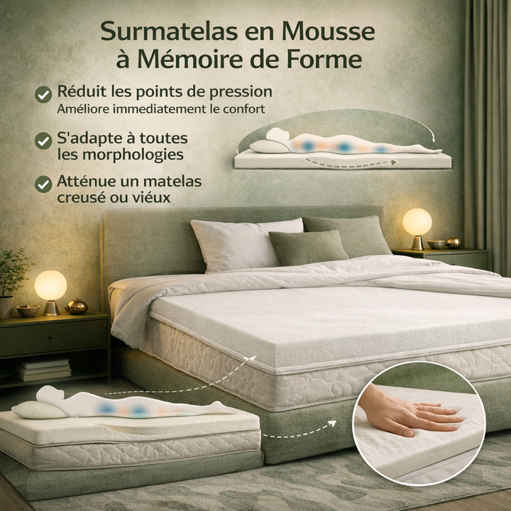 Essentiel - Surmatelas mémoire de forme 7 zones de confort
