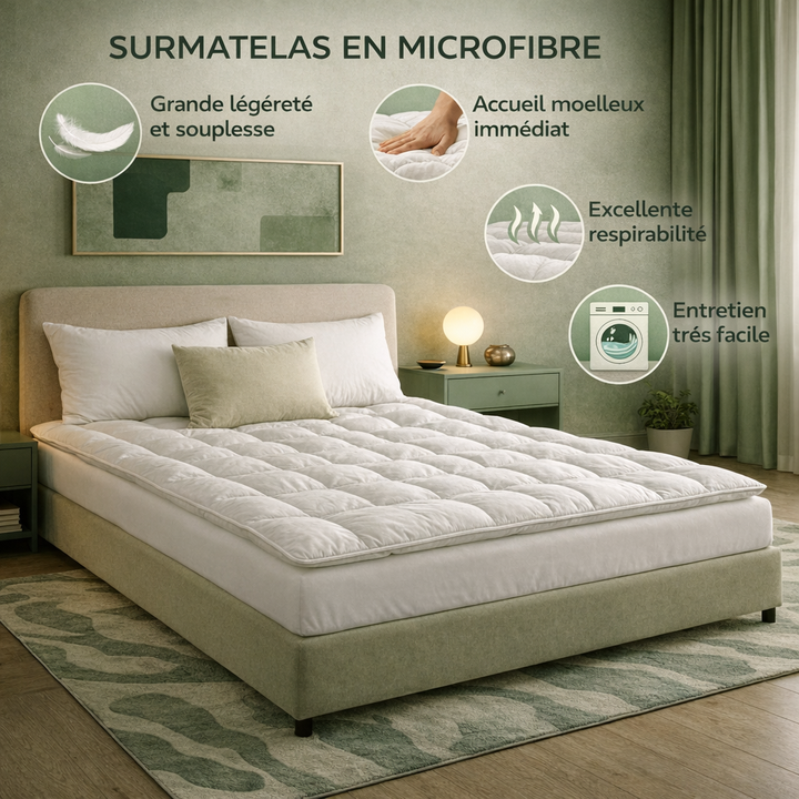 Vague - Surmatelas microfibre et protège matelas sommeil réparateur
