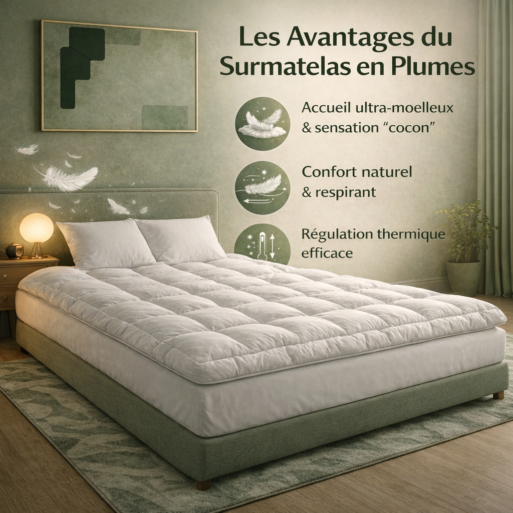 Plumes XL - Surmatelas en plumes de canard naturelles