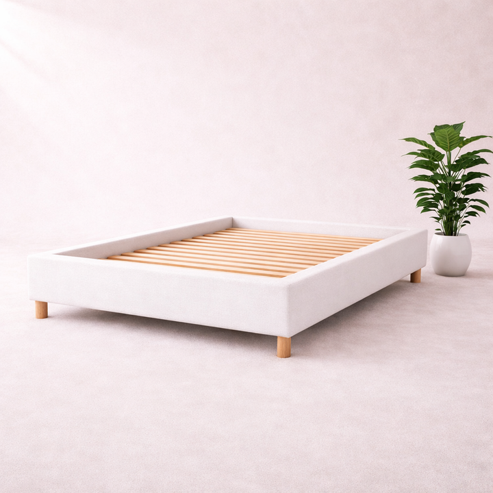 Cosy - Lit sans tête de lit cadre de lit en simili cuir Blanc