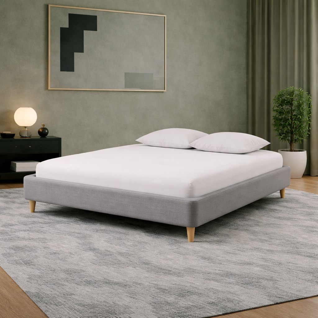 Cosy - Lit sans tête de lit cadre de lit en simili cuir Gris