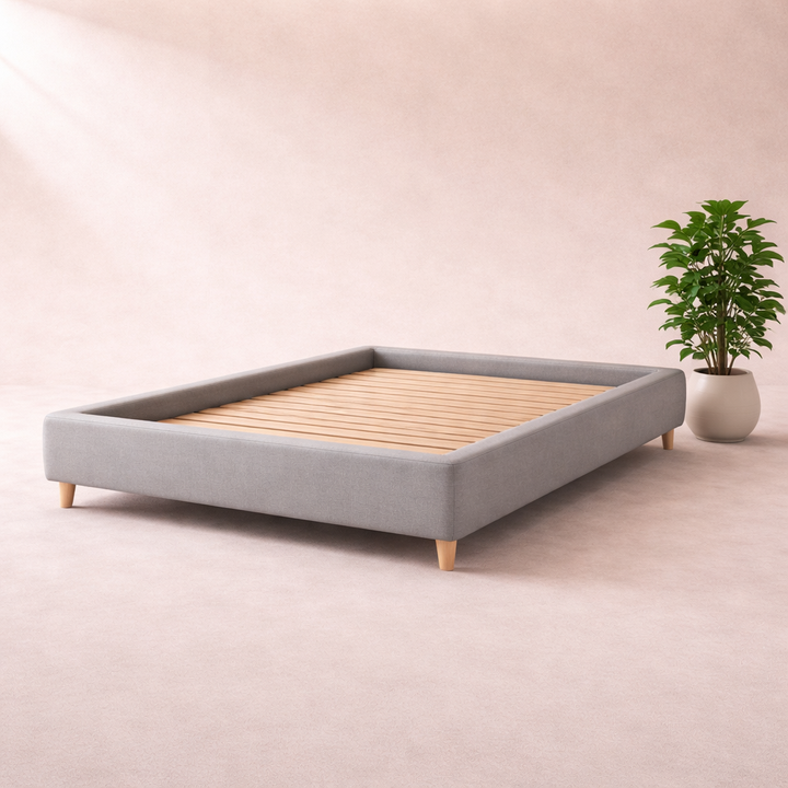 Cosy - Lit sans tête de lit cadre de lit en simili cuir Gris