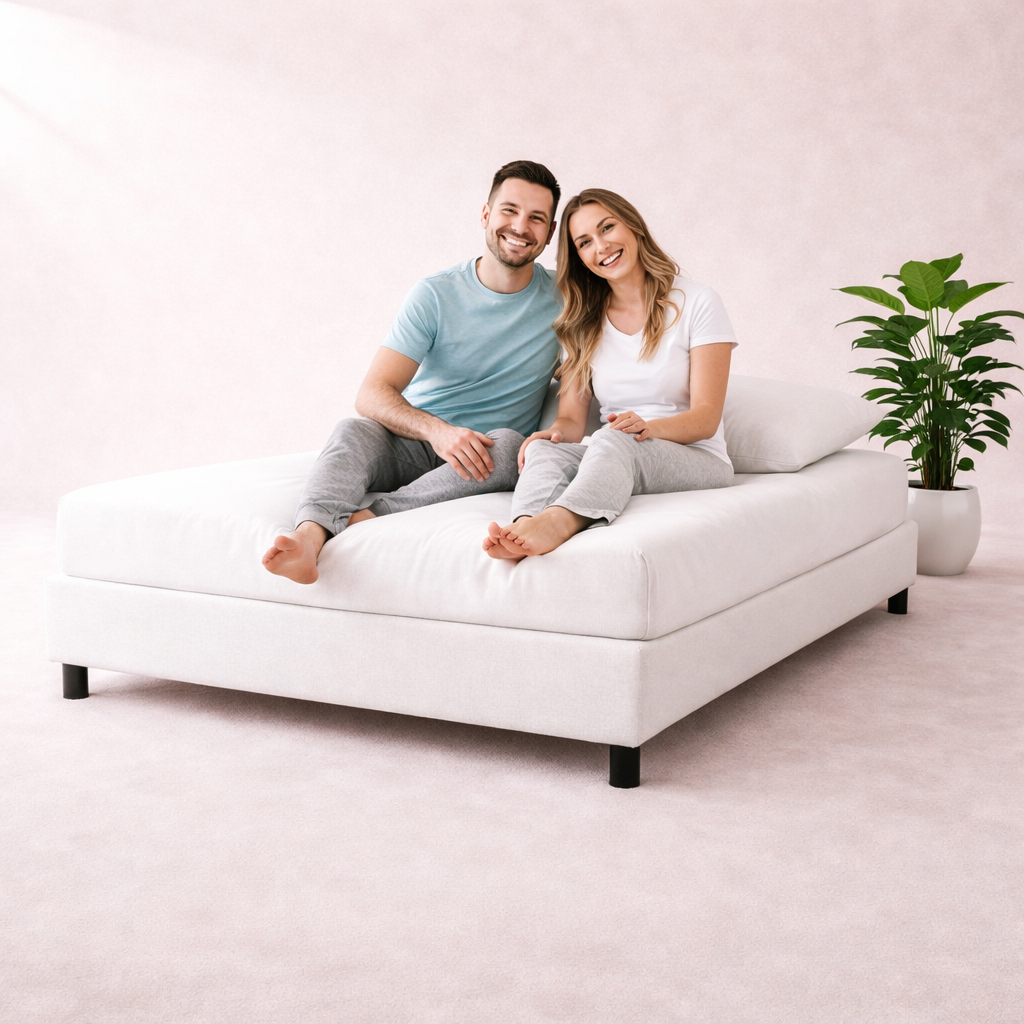 Cosy - Lit sans tête de lit cadre de lit en simili cuir Blanc