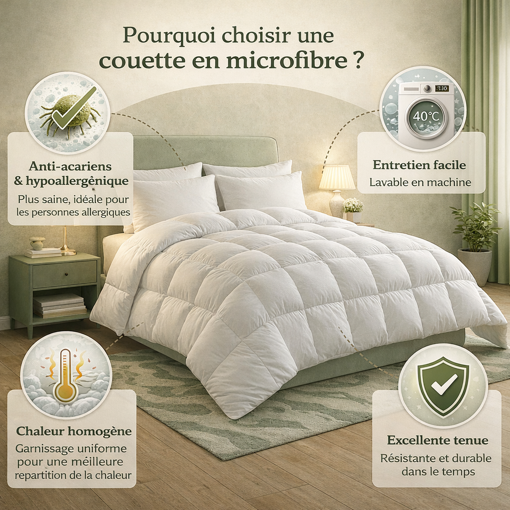 Grand froid hiver - Couette très chaude microfibre hypoallergénique 600g/m²