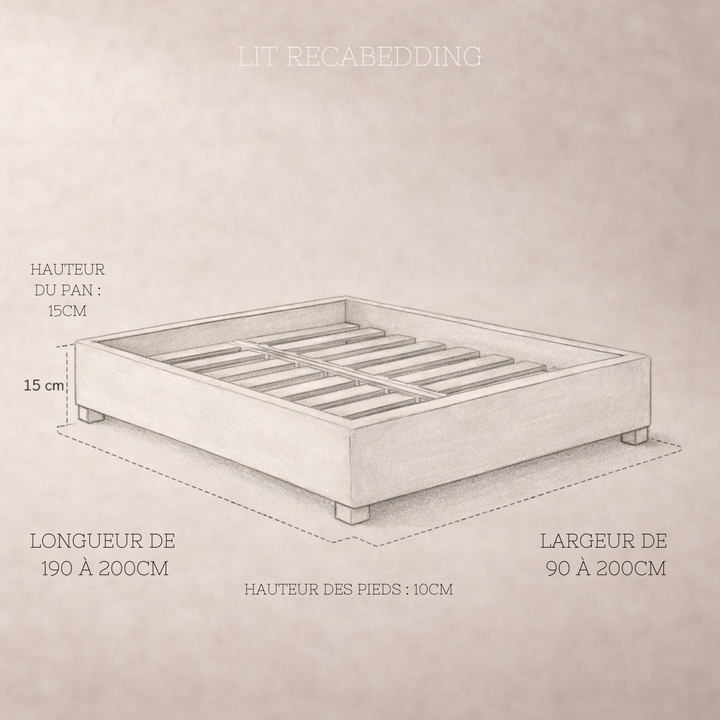 Cosy - Lit sans tête de lit cadre de lit en tissu bouclette Beige