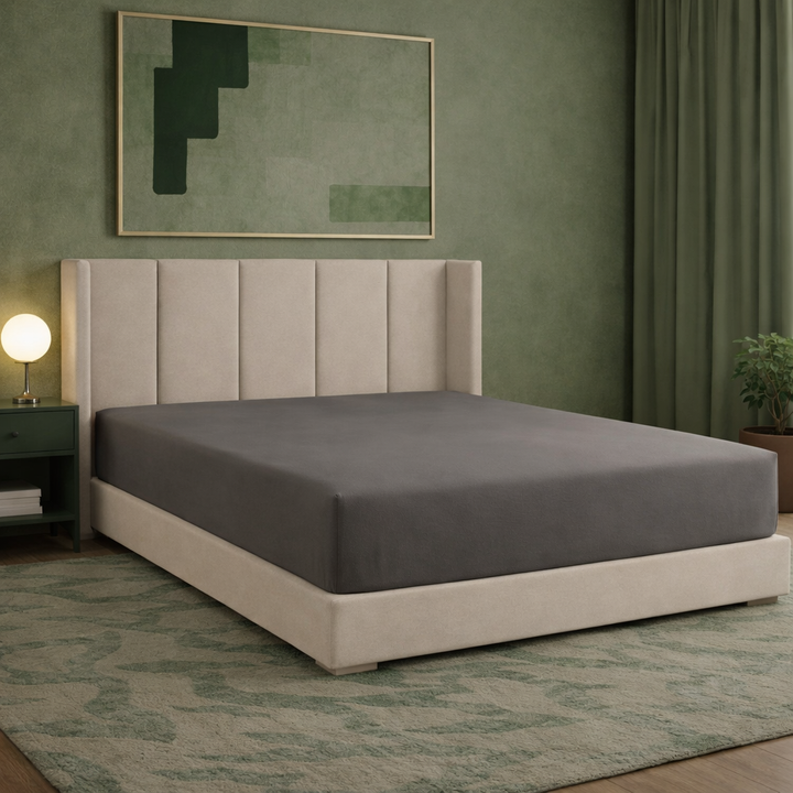 Harmonie - Drap housse gris ardoise respirant, doux et hypoallergénique