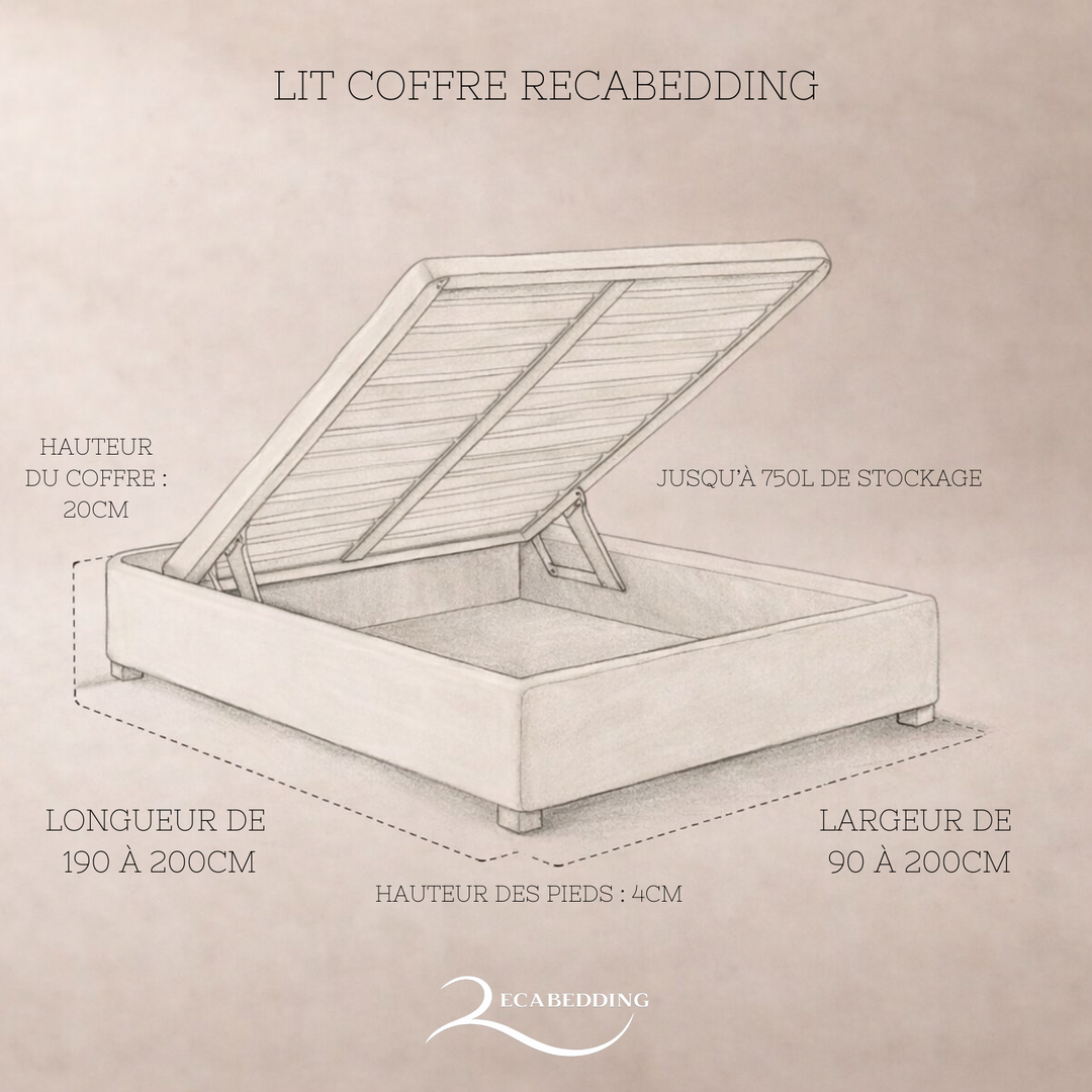 Cosy - Lit coffre innovant et cadre de lit en tissu Gris foncé